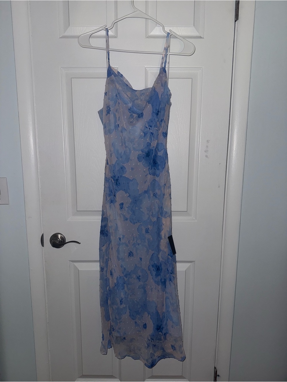 Blue Floral Slip Midi Dress